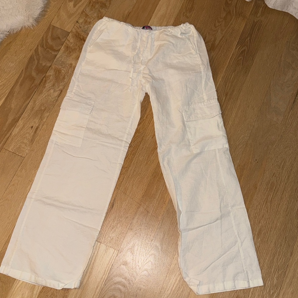 Edikted White linen Cargo Pants